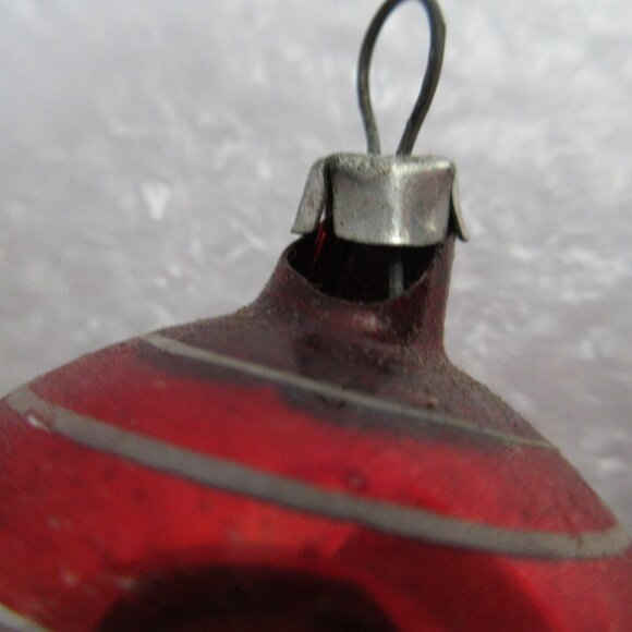 2 Shiny Brite Striped Glass Barrel Chirstmas Ornaments & 1 Fluted teardrop Vtg - Picture 15 of 16